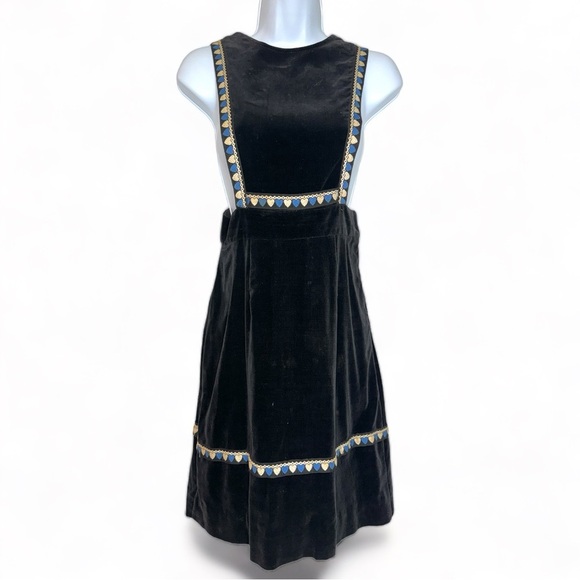 VINTAGE 60s-70s Velvet Heart Babydoll Dress, Milkmaid Cottagecore Kindercore - Picture 1 of 6